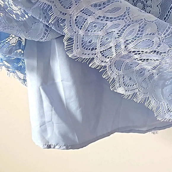 BB Dakota Halden Light Blue Lace Off the Shoulder Dress NWT - Picture 8 of 10